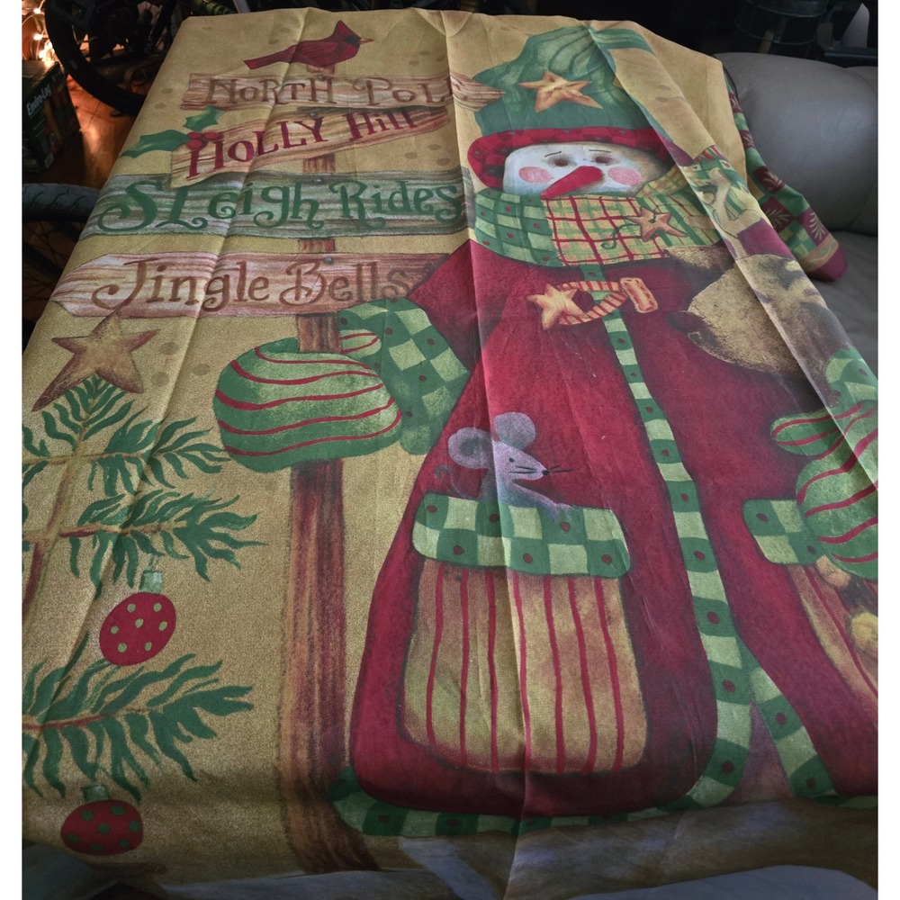 Blonder Home Accents Christmas Snowman Reindeer Shower Curtain Folk‎ Art Holiday